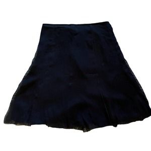 INC International Concepts Black 100% Silk Knee Length A Line Skirt Size 8